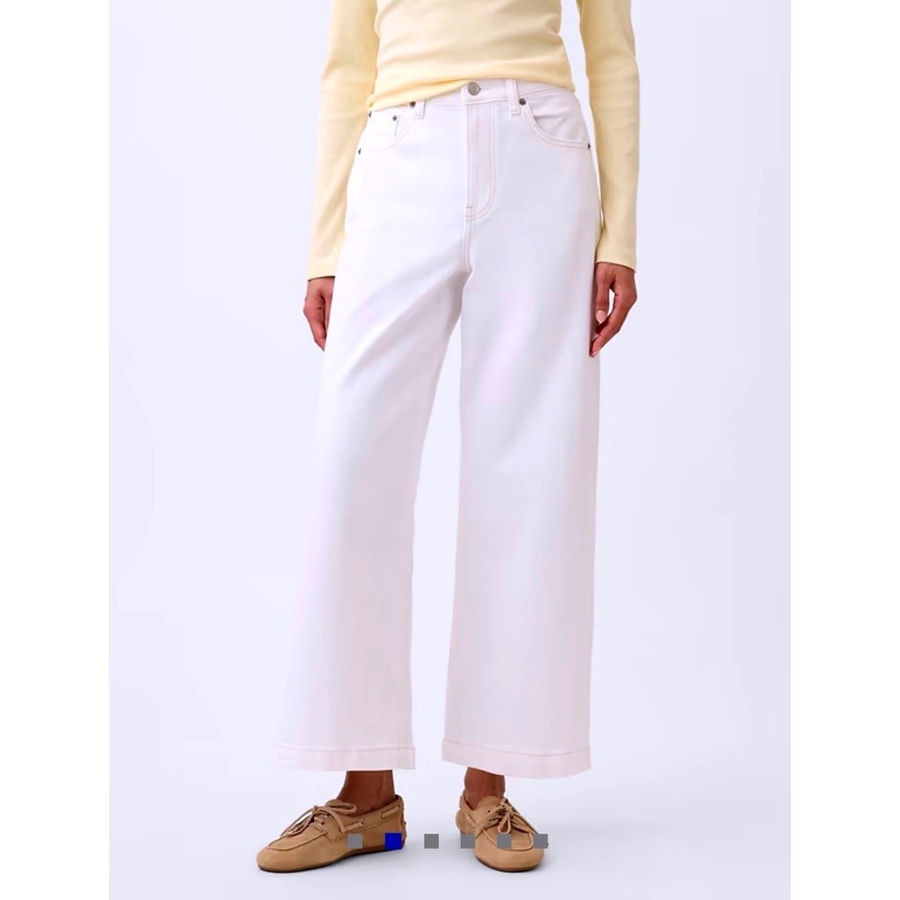 Gap Womens White High Rise Trouser Wide Leg Jeans Size 27 4R Modern Americana